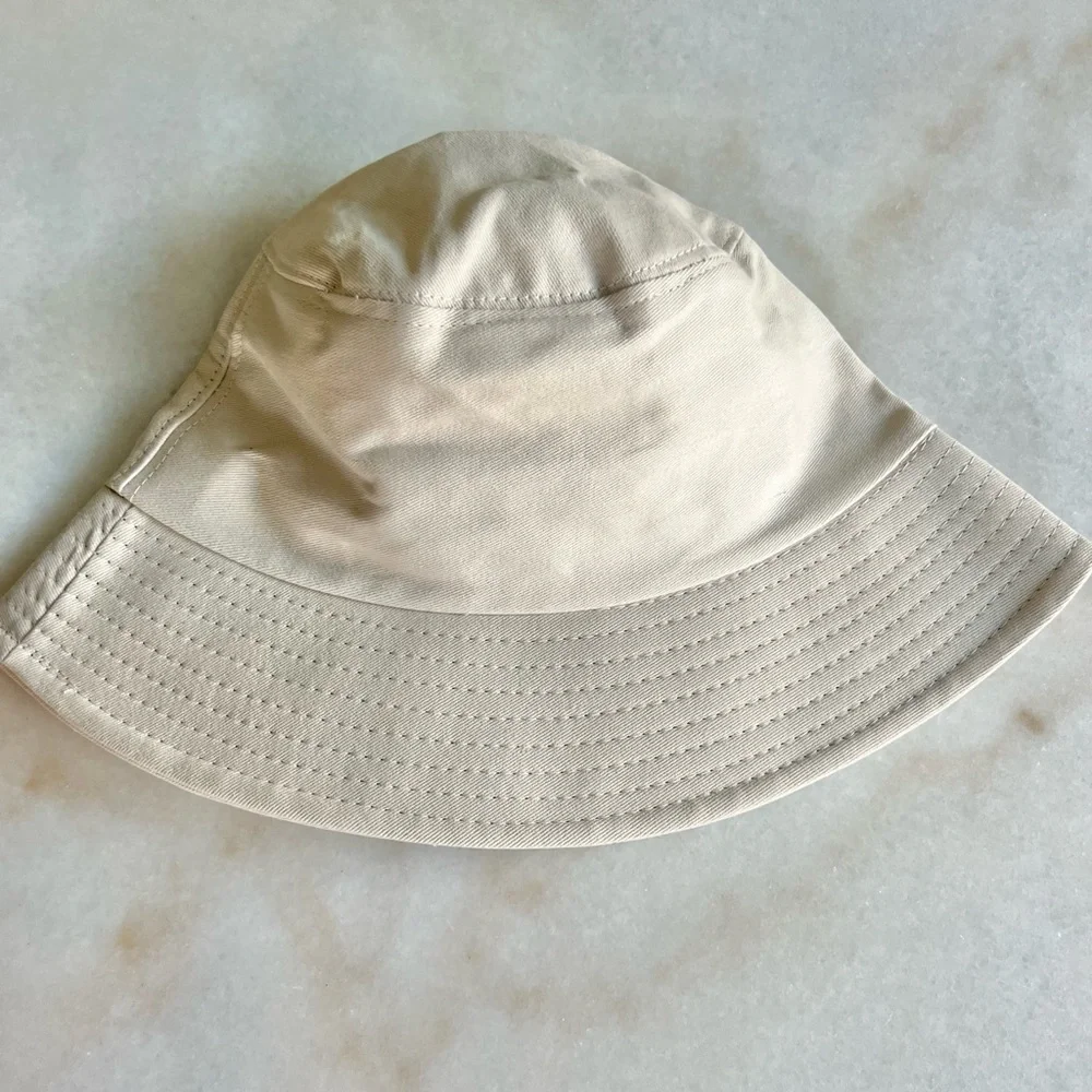 Bucket Hat 100% Cotton Beige Cream Neutral Unisex Minimalist Adjustable Strap